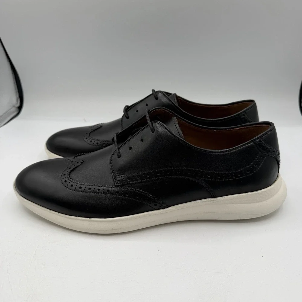 Johnston‎ & Murphy Wingtip Shoes Mens 9.5 M Black Sheepskin Lightweight Trufoam